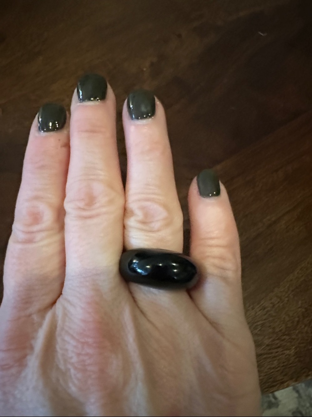 Black Chunky Resin Dome Ring
